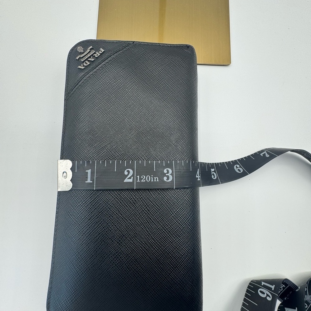 Prada Saffiano Leather Large Zipper Wallet Black Gunmetal Hardware - Picture 13 of 13